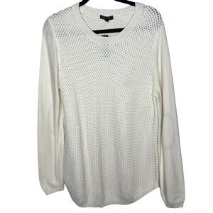 New! Lety & Me Josey Elbow Patch Crew Neck Knit White Women’s Sweaters Sz XL